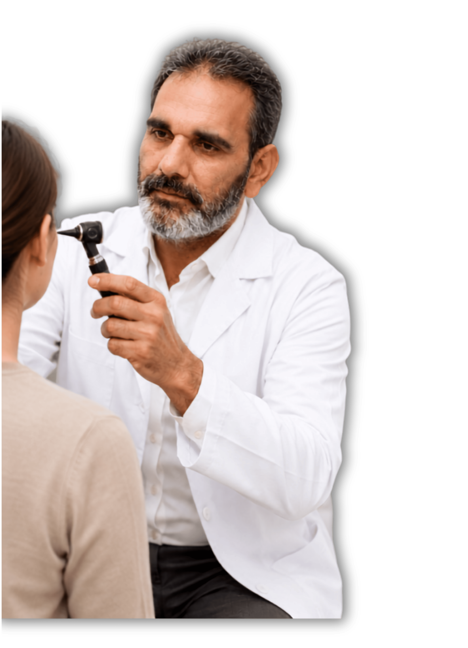ENT specialist examining a patient